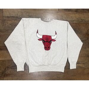 Vintage 80s 90s Chicago Bulls Reversible Crewneck Sweatshirt Grey‎ XL Gribble